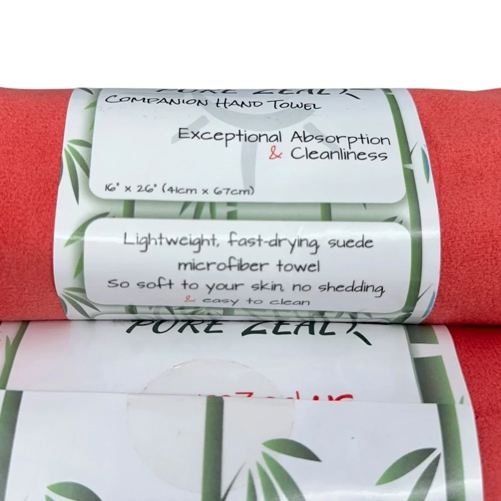 Pure Zeal Yoga Mat Towel & Hand Towel Set Coral Exercise Quick Dry‎ Eco Friendly